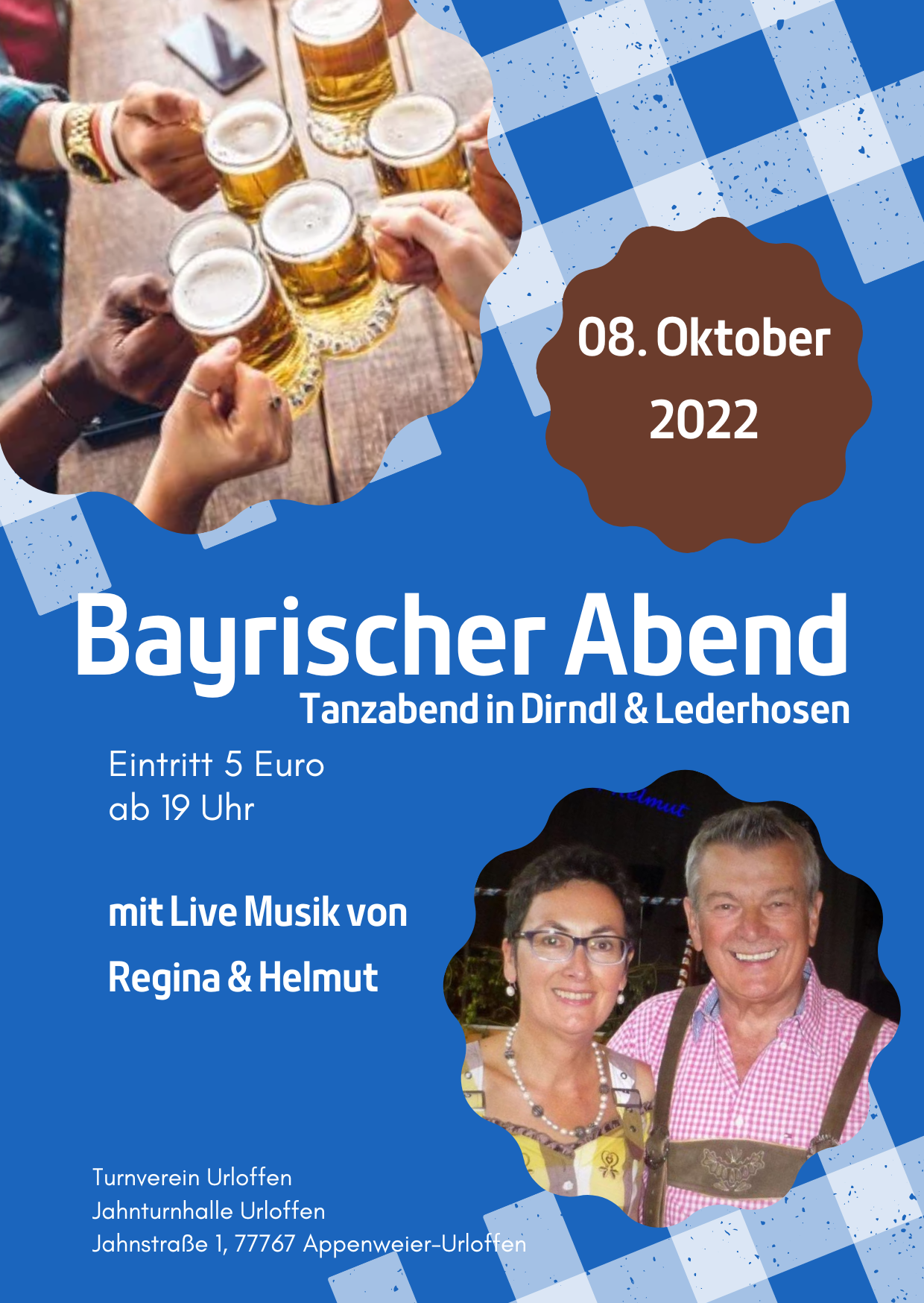 Blau Modern Oktoberfest Einladung